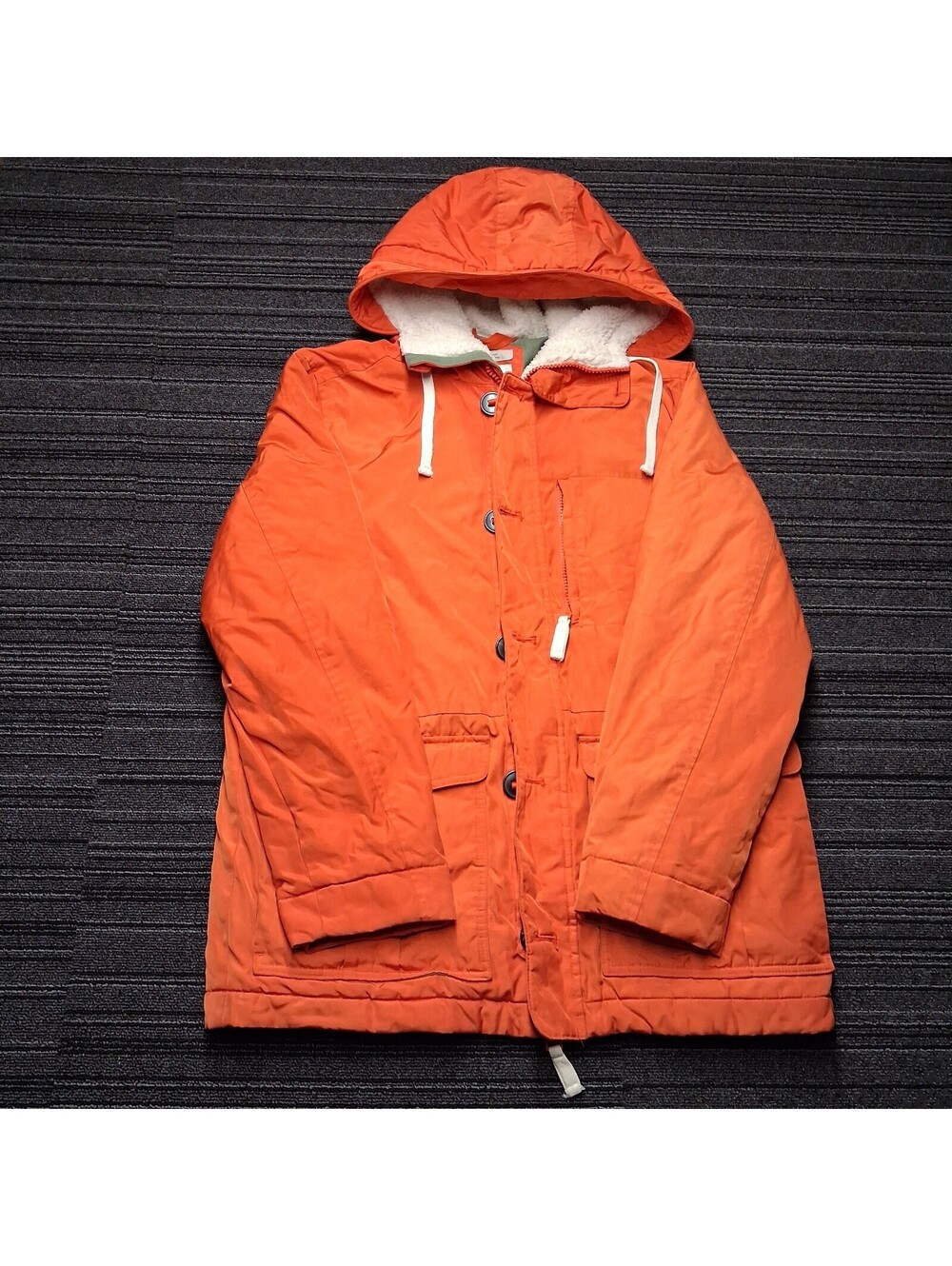 Goodfellow & Co Mens Medium Orange Sherpa Lined Hooded Water Resistant Parka
